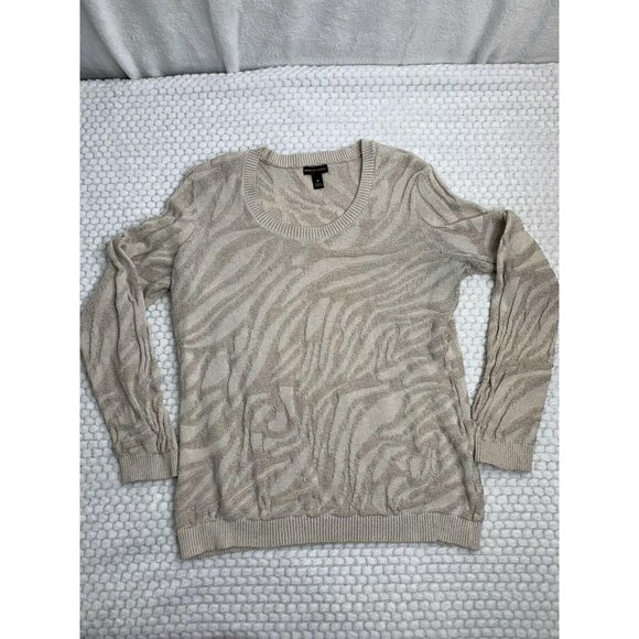 DANA BUCHMAN Textured Zebra Sparkle Print Crew MED - Picture 1 of 5